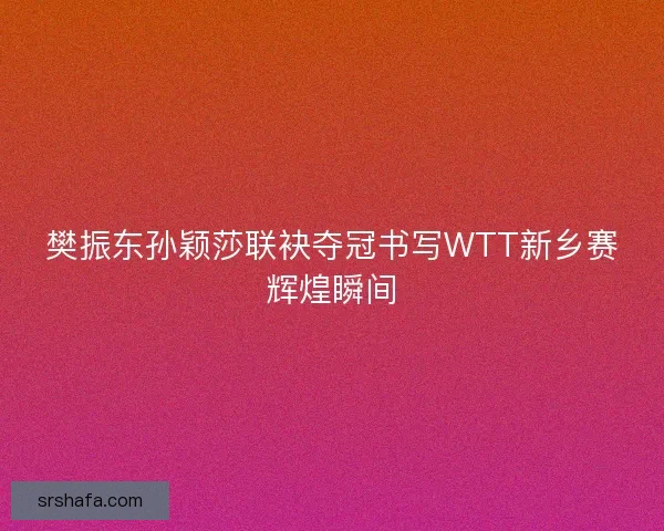 樊振东孙颖莎联袂夺冠书写WTT新乡赛辉煌瞬间